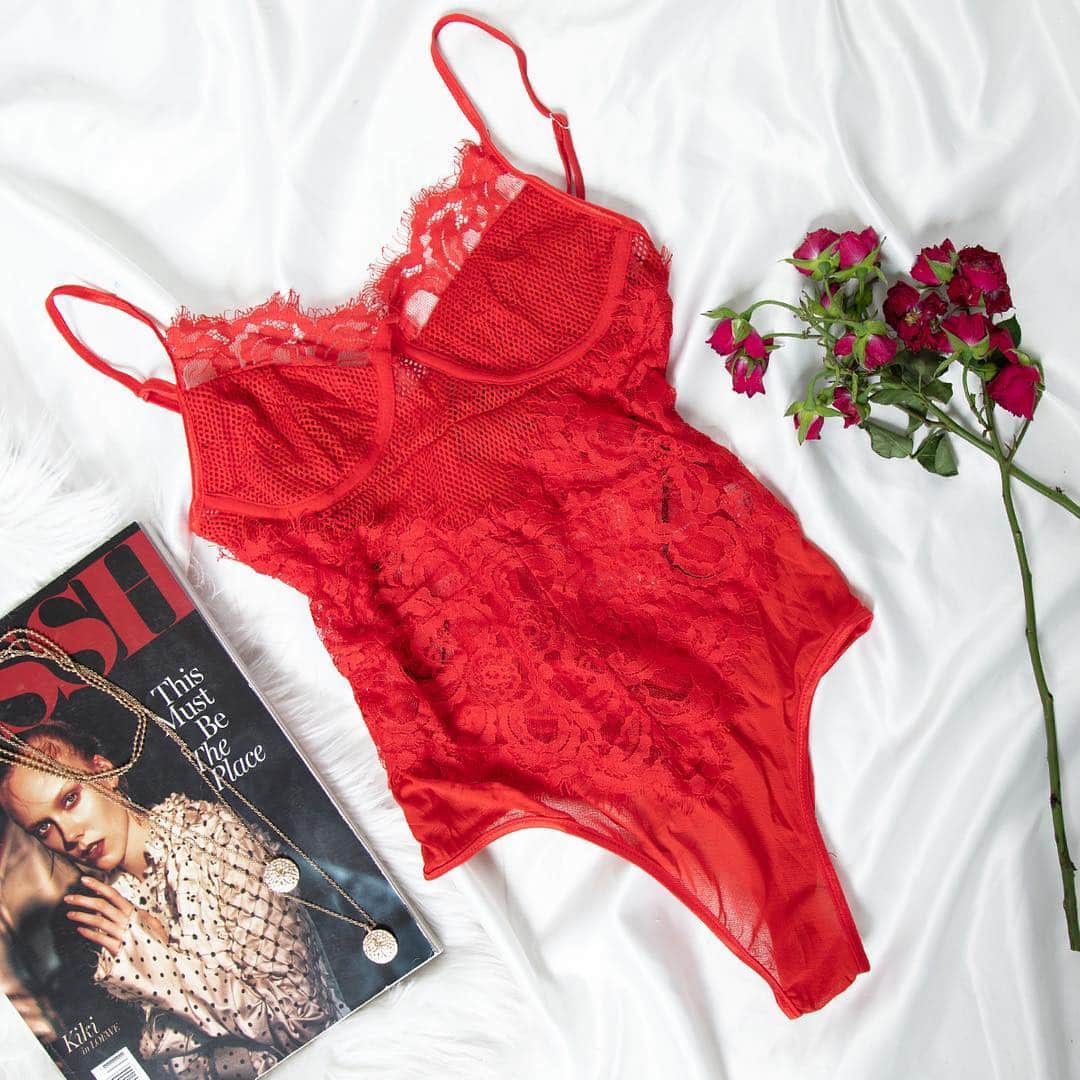 Beginning Boutiqueさんのインスタグラム写真 - (Beginning BoutiqueInstagram)「Babygal ♡ Spoil yourself this payday with the lacy Granada Bodysuit Red!」3月19日 14時10分 - beginningboutique