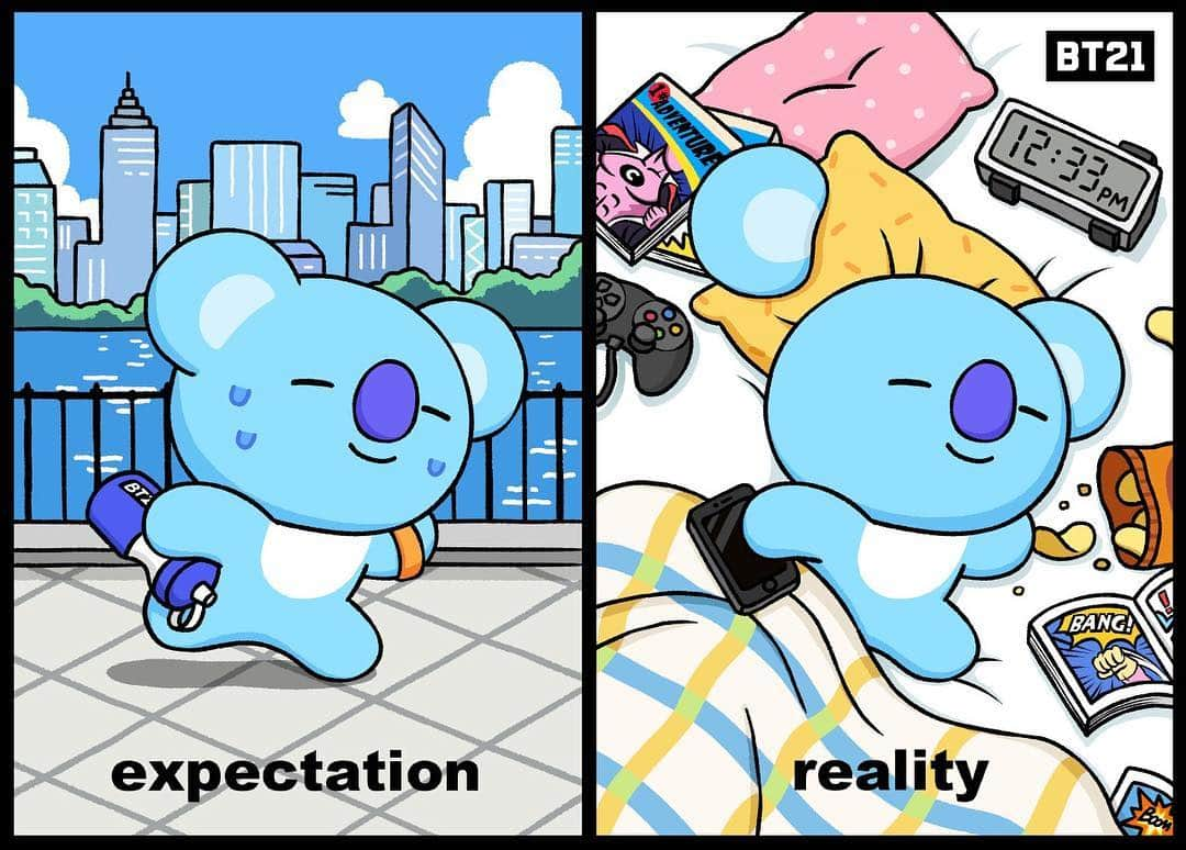 BT21 Stars of tomorrow, UNIVERSTAR!さんのインスタグラム写真 - (BT21 Stars of tomorrow, UNIVERSTAR!Instagram)「“Dreaming” big ☺ #ExpectationvsReality #KOYA #BT21」3月19日 18時00分 - bt21_official