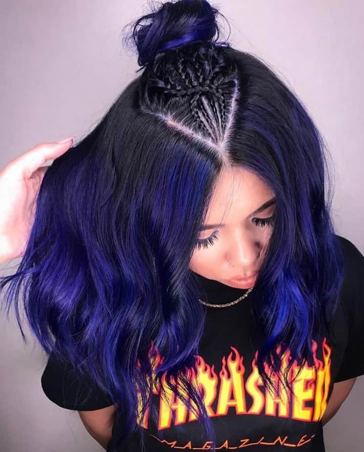 CosmoProf Beautyさんのインスタグラム写真 - (CosmoProf BeautyInstagram)「Blue hair, buns and braids are all the rage💙🙌 ✨ Hair by @ginaatkinson who used @guytang_mydentity Super Power Direct Dye Collection in 'Blue Mystique'. ✨ Find Mydentity colors at your local #cosmoprofbeauty where you are #licensedtocreate  #repost #guytang #mydentity #hairbesties #bluehair #vivids #topknot #braidedhair」3月20日 5時00分 - cosmoprofbeauty