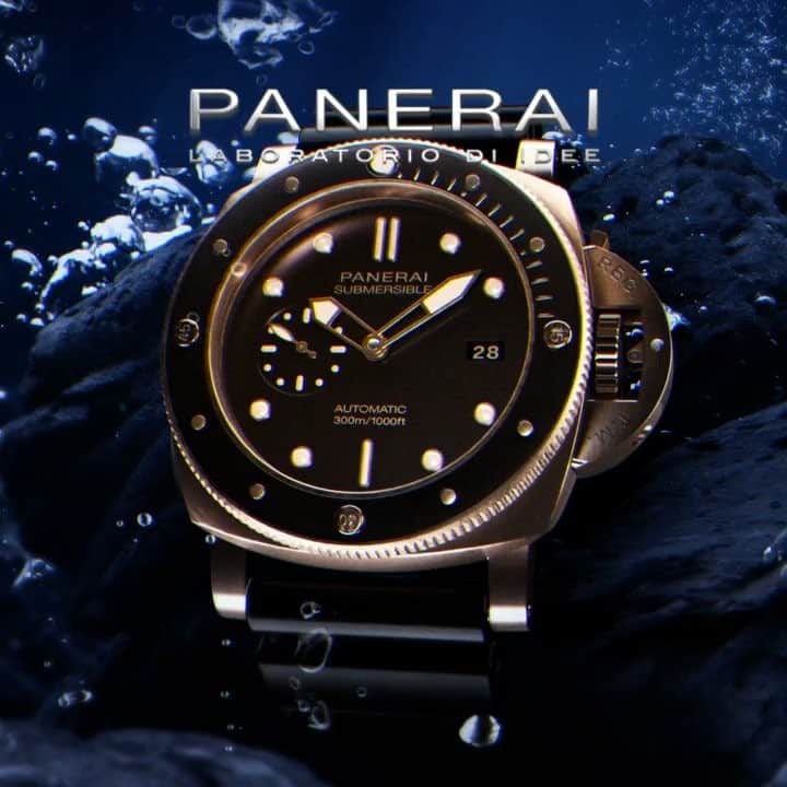 のインスタグラム：「Revealing the new Panerai Submersible Bronzo. Made for modern heroes.  Discover it in the link in Bio.  #Panerai #PaneraiBronzo #PaneraiWatches #Sportwatch #Laboratoriodiidee #Submersible #PaneraiSubmersible」