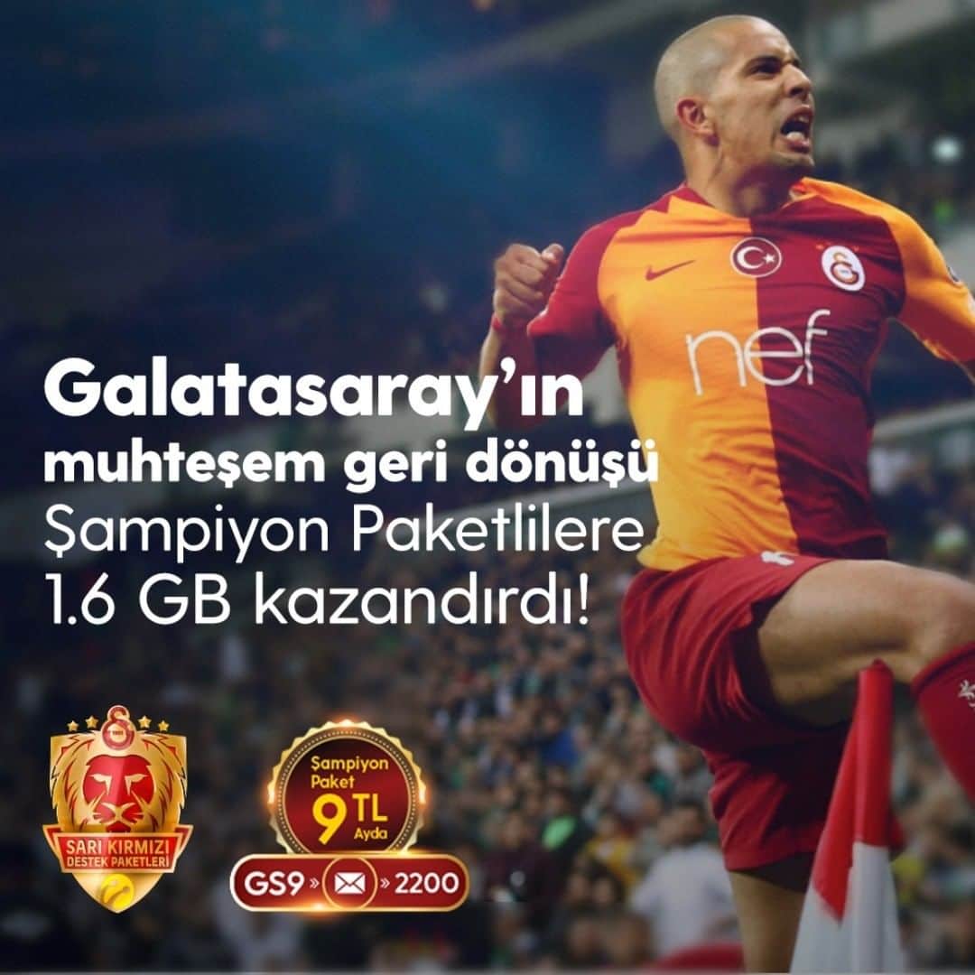 ガラタサライSKさんのインスタグラム写真 - (ガラタサライSKInstagram)「Galatasaray muhteşem bir geri dönüşe imza attı, Şampiyon Paketliler 1.6 GB kazandı! Sen de takımınla kazanmak için GS9 yaz 2200’a gönder!」3月19日 23時02分 - galatasaray