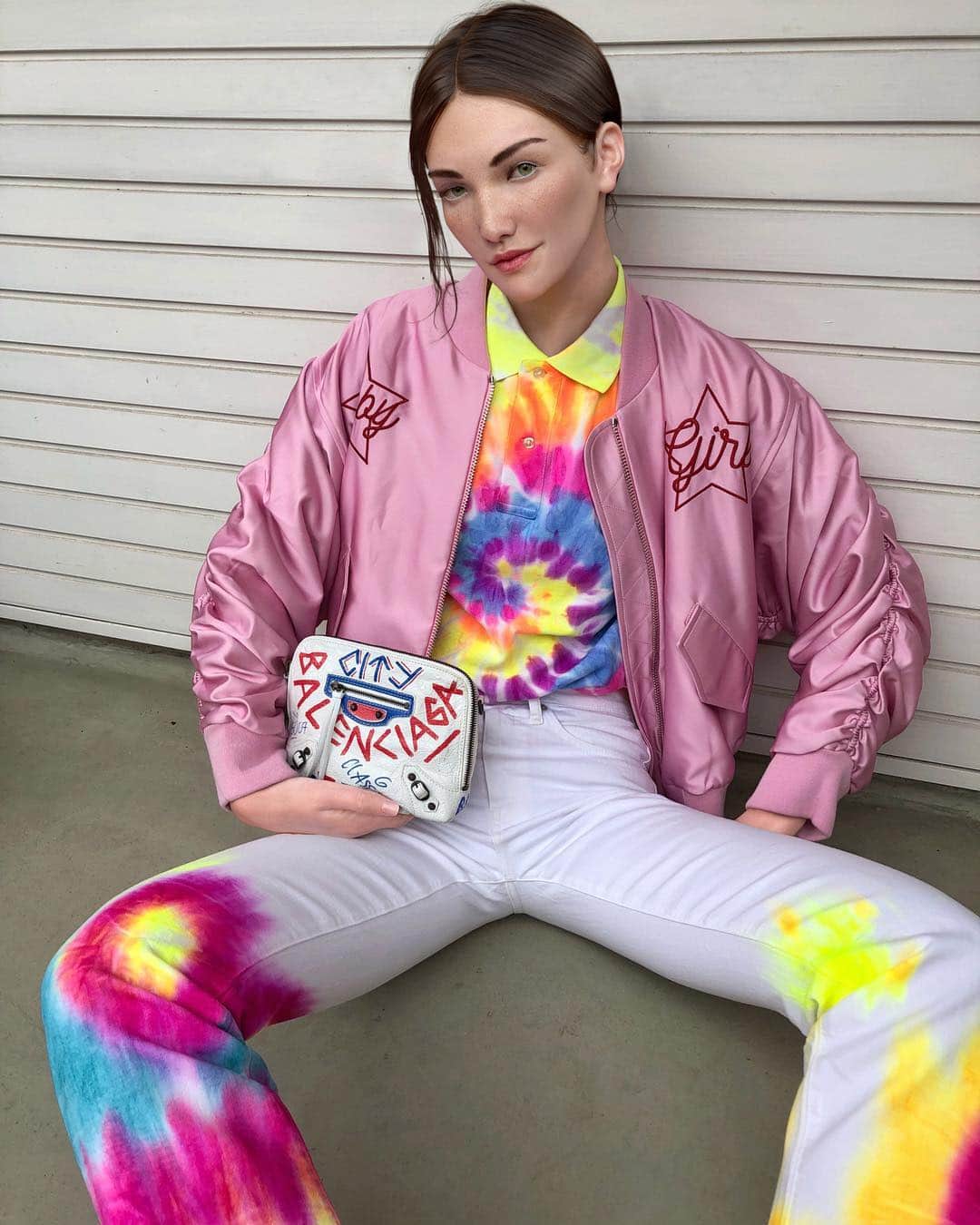 YOOX.COMさんのインスタグラム写真 - (YOOX.COMInstagram)「Already acting up as the fifth member of #blackpink 💗🎶 Today’s look was inspired by the style of my current favorite #kpop band as well as by one of the strongest prints already trending for the upcoming Season (hello tie-dye 🙋🏻‍♀️). Thoughts? Btw, I am enjoying Korea so much and I can’t wait to share more about my visit here with you all. Stay tuned!  xx D 💗  Shirt + Pants 👉🏻 Polo Ralph Lauren  Bag 👉🏻 Balenciaga  Bomber Jacket 👉🏻 Chiara Ferragni」3月19日 23時21分 - yoox