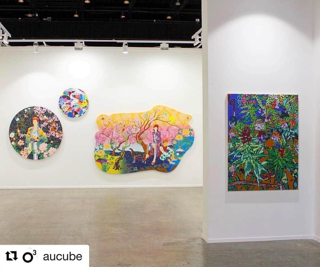 松山智一のインスタグラム：「In case you’re in Middle East, Dubai. @artdubai artfair starts today. Stop by at booth @zidounbossuytgallery as I have a few new pieces  Repost @aucube  #louisgranet#tomokazumatsuyama#artdubai#zidounbossuytgallery#artcollector#contemporaryart#artcontemporain#artlover#happy#great#flower#artist#painters#collection#」