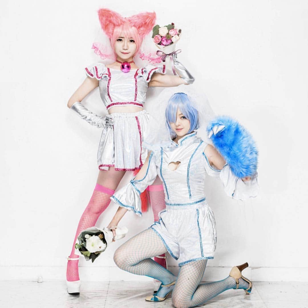 マコ・プリンシパルのインスタグラム：「💖👰macominami👰💙 @makopuri ＋ @minami_taga  ojosama correction👒💍👑👗👠💐🥂🎀💕💕 ・ 💐 ・ 💐 ・ 📸 @metahome 👗 @pirume  #cosplay #cosplaygirl #anime #marriage #wedding #spiritual #weddingdress #macominami #reゼロから始める異世界生活 #art #girlfriend #girl」