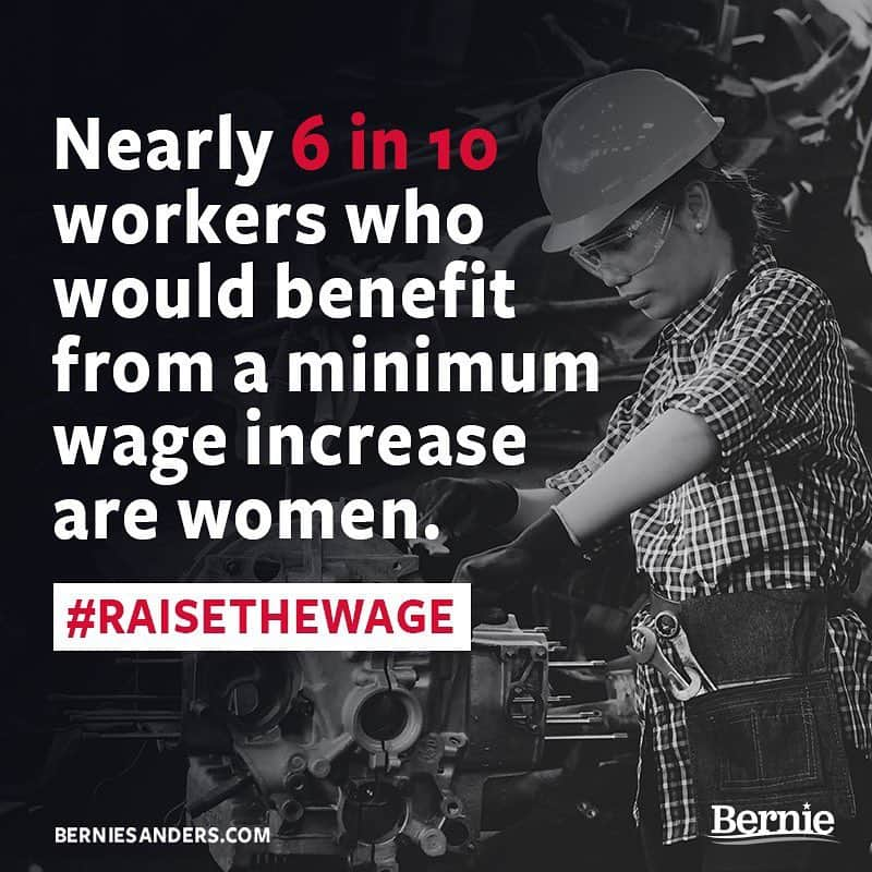 バーニー・サンダースさんのインスタグラム写真 - (バーニー・サンダースInstagram)「We have got to raise the minimum wage and we have got to address the gender pay gap. The time is long overdue to raise the minimum wage to $15 an hour and give 40 million workers a raise—nearly 60 percent of whom are women. #RaiseTheWage #FightFor15 #EqualPay」3月20日 8時34分 - berniesanders