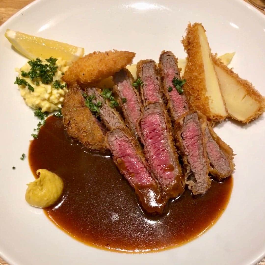 斎藤ノブのインスタグラム：「#京都 #おがた #ビーフカツレツ」