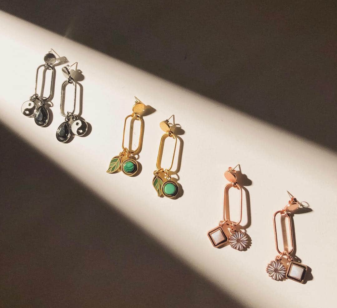 のインスタグラム：「Illuminate your look with new gemstone drop earrings, each adorned with a meaningful symbol ✨ (tap to shop)」