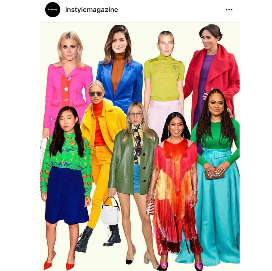 ノヴィスのインスタグラム：「🌈 @instylemagazine, challenge us to a quirky color combo competition any day and we’re in! Thanks for the love and including us with all these amazing, inspiring and colorful ladies! 🌈」