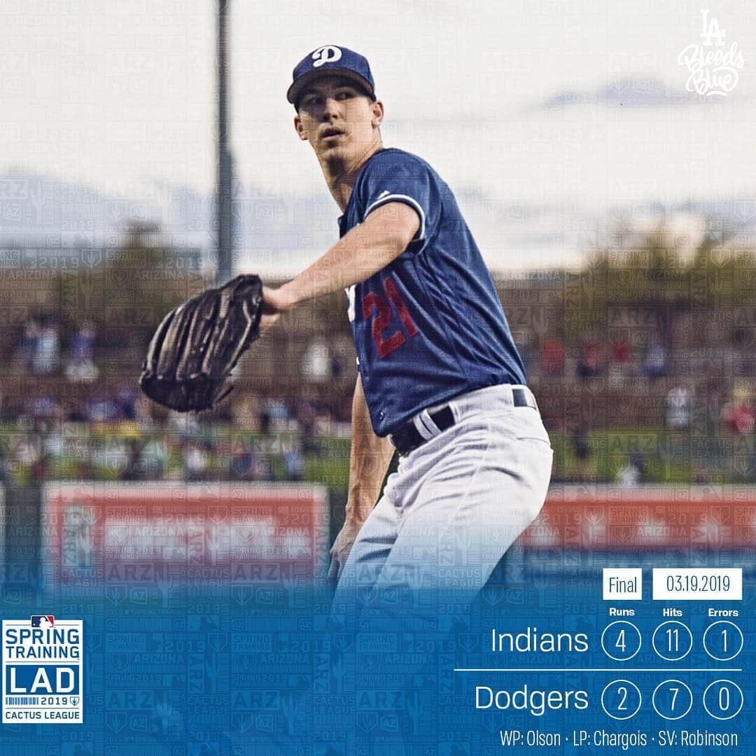 Los Angeles Dodgersさんのインスタグラム写真 - (Los Angeles DodgersInstagram)「RECAP: @buehlersdayoff21 solid, @ajpollock_ and @russellmartin55 homer in #Dodgers’ 4-2 loss to Indians. #DodgersST | Dodgers.com/news」3月20日 14時43分 - dodgers