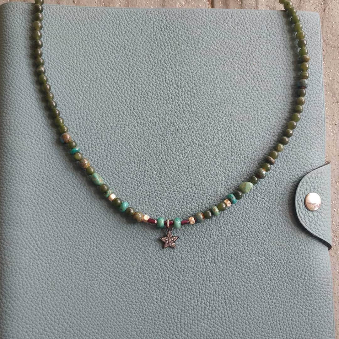 のインスタグラム：「Honored to do this custom order for a talented Japanese guitar & shamisen player 🙏🎏 Notebook @hermes #arigato #bespoke #star #diamond #jade #heirloom #merci #etoile #chance #love #thankyou #japan #turquoise #gold #musician #shamizen #guitar #ilovejapan #japanesestyle #japan」