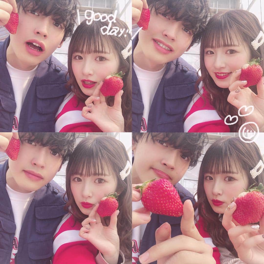 青木菜花のインスタグラム：「.﻿ .﻿ いちご狩り🍓 とちおとめ美味しかった〜！！！﻿🤤 .﻿ . #栃木旅行 #いちご狩り #とちおとめ #なのかじ #instalike #instalike #l4l」