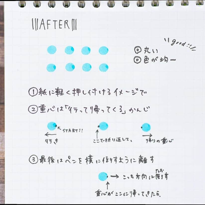 トンボ鉛筆さんのインスタグラム写真 - (トンボ鉛筆Instagram)「保存版📌「プレイカラードット」でドットをきれいに押すコツ 2,3枚目のように、ドットが欠けたりぼやけたりしてしまう方はぜひお試しを✨ あえてにじみを作って水彩のような雰囲気を出す方法もおまけでご紹介。 まずは動画を見ながら真似して押してみてください🙆‍♂️ . ◎にじみのないドットを押すコツ(4枚目) 力の入れ方、ペン先の動きは動画をチェック。 力を入れなさすぎても欠けてしまいますが、逆に押し付けすぎるとインクが濃くなってしまうので、何度か練習してお気に入りの力加減を見つけてみてください❣️ . ◎にじみのあるドットを押すコツ(5枚目) にじまないドットと違って、ペンを真上に(垂直に)引き上げます。 軽めに押す＆はずみを付けるように素早く上げるのが、にじみを作るコツです。 . こちらのプレイカラードットが抽選でもらえるTwitterキャンペーンを明日3月21日まで開催しています◎ 今回の投稿でも使っているノート「セプトクルール @e.maruman 」もセットで当たります✨ Twitterアカウントをお持ちの方は、ぜひ「トンボ鉛筆」で検索してみてください。 ご応募お待ちしております！ . . . #トンボ鉛筆 #プレイカラードット #ドットとセプトの使い方 #バレットジャーナル #マルマン #マルマンセプトクルール 　#手帳生活 #ノート #文具好き #ノート術 #ムードトラッカー #ハビットトラッカー #文具好き #文房具好き #playcolordot #septcouleur #bulletjournal #bujoideas #bujo #habittracker #bulletjournaljunkies #bujoweekly #showmeyourplanner #bulletjournalcommunity #bulletjournalinspiration #プレイカラードットアレンジ　#プレイカラードットきれいに押すコツ」3月20日 18時39分 - tombowpencil