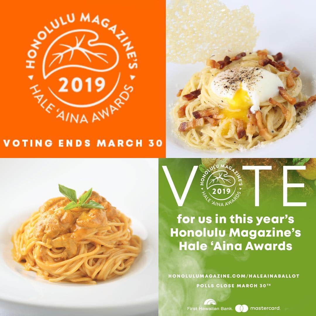 Arancino at The Kahalaさんのインスタグラム写真 - (Arancino at The KahalaInstagram)「🍝🍕[ballot link in bio!] Please vote for @arancinokahala in the categories you feel we are deserving of in the 2019 Hale ‘Aina Awards!  VOTING ENDS MARCH 30th!  Grazie for your continued support! 🤙🏽 #arancinokahala #arancino #italian #hawaii #italianrestaurant #hawaiisbestkitchens #honolulumagazine #haleaina #honolulu #thefeedfeed #pizza #pasta #gold #kahala #foodie #bestitalian #italy #アランチーノアットザカハラ #アランチーノ #イタリアン #ハワイ #おいしい #ホノルル #ピザ #111hawaiiaward #パスタ#haleainaawards #pasta #ハワイ旅行 #ハワイ大好き #italianfood」3月21日 8時34分 - arancinokahala