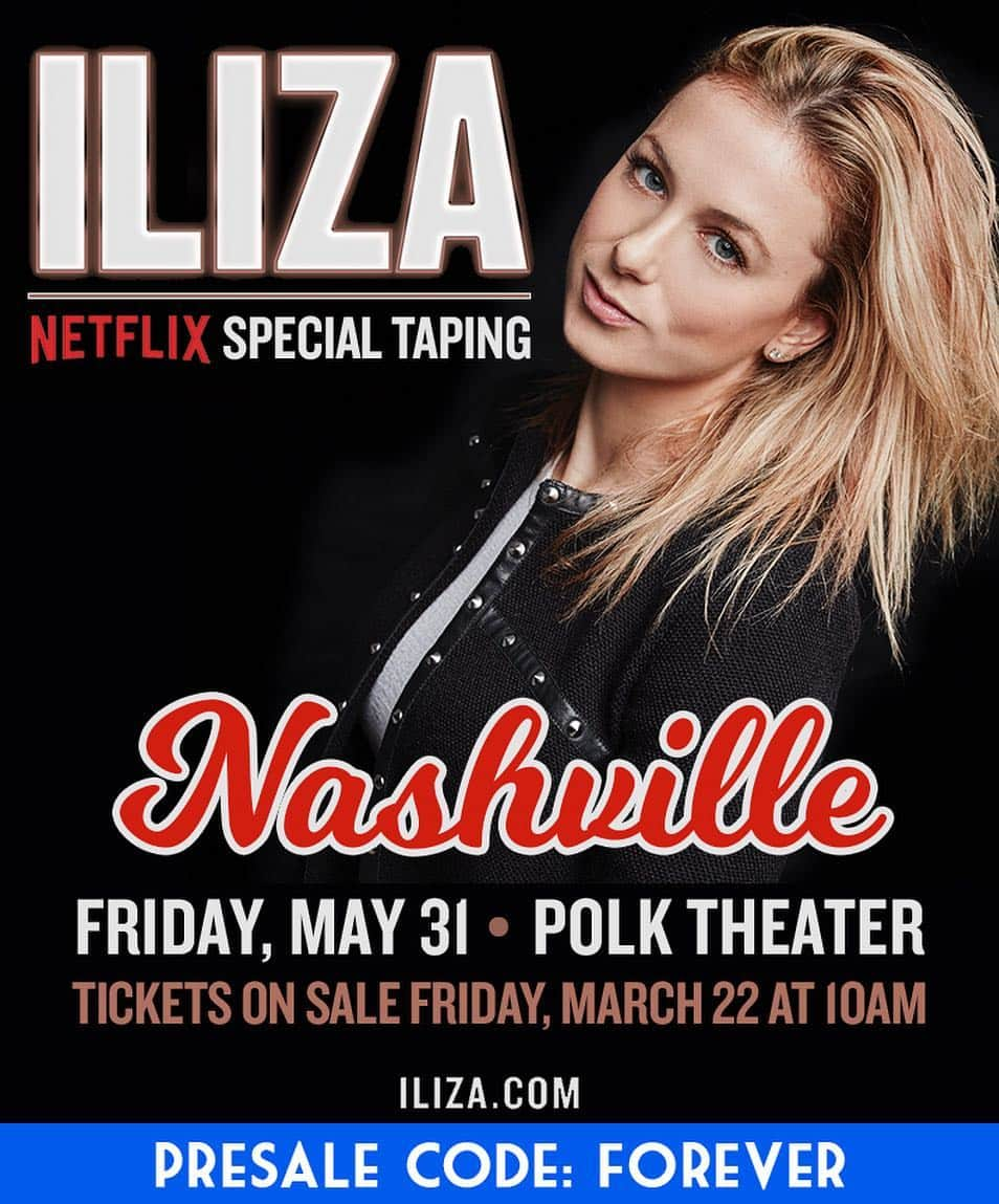 イリザ・シュレシンガーさんのインスタグラム写真 - (イリザ・シュレシンガーInstagram)「You can get tickets to my Netflix taping in Nashville now with promo code ‘FOREVER’ at iliza.com/tour!」3月21日 0時02分 - ilizas