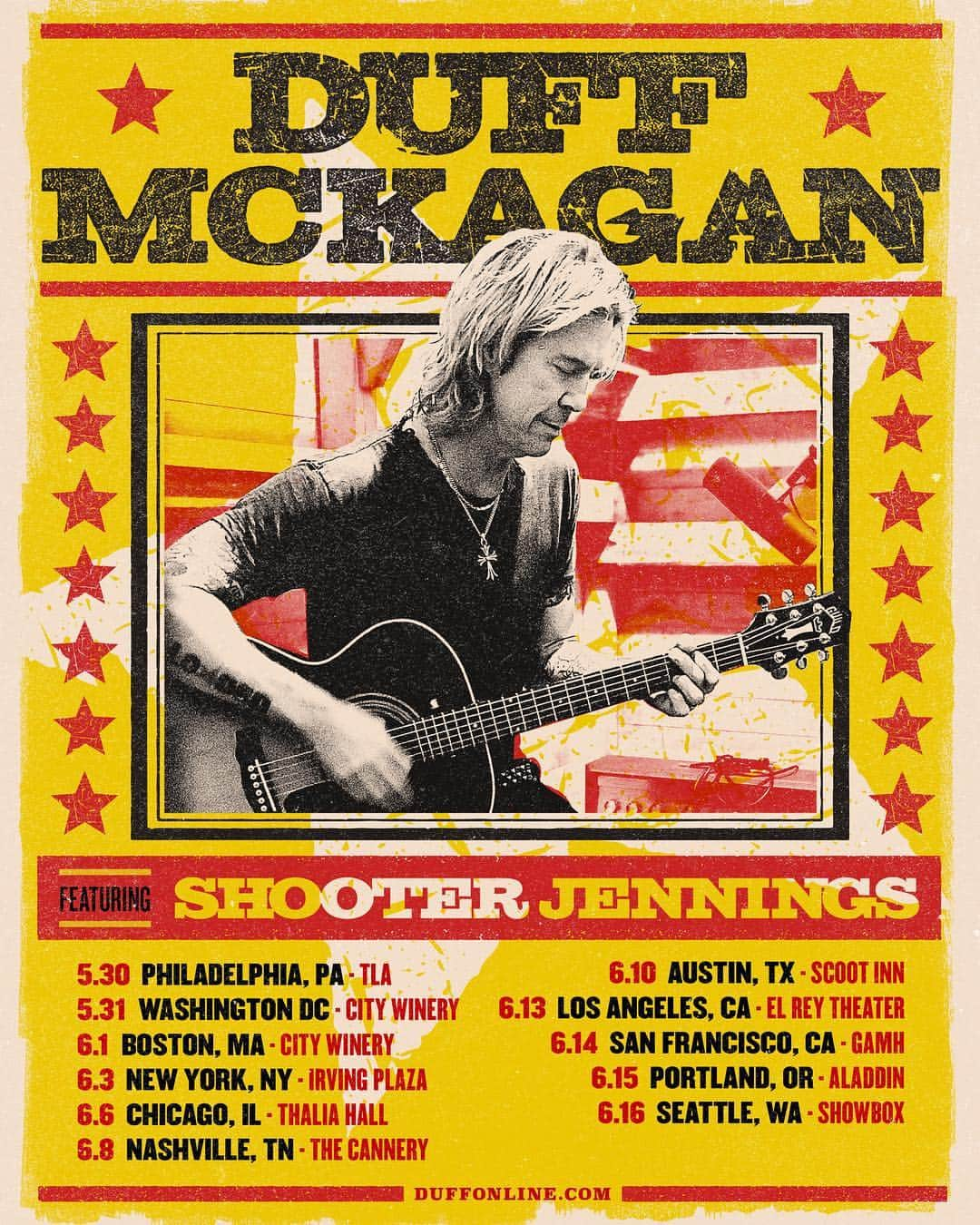 ダフ・マッケイガンさんのインスタグラム写真 - (ダフ・マッケイガンInstagram)「Duff McKagan announces new album ’Tenderness’ out May 31st + Headline Tour featuring @shooterjennings ON SALE FRIDAY. Head to www.Duffonline.com for full details!  Tour Dates 5/30 TLA​ - Philadelphia, PA  5/31 City Winery - Washington DC​  6/1 City Winery - Boston​, MA 6/3 Irving Plaza​ - New York, NY  6/6 Thalia Hall​ - Chicago, IL  6/8 Cannery Ballroom​ - Nashville, TN  6/10 Historic Scoot Inn​ - Austin, TX  6/13 El Rey​ - Los Angeles, CA  6/14 Great American Music Hall​- SF, CA  6/15 Aladdin Theater​ - Portland, OR  6/16 Showbox Presents​ - Seattle, WA *Each ticket purchased online will include a copy of the new album* (Excludes Philadelphia and Washington DC)」3月21日 1時00分 - duffmckagan