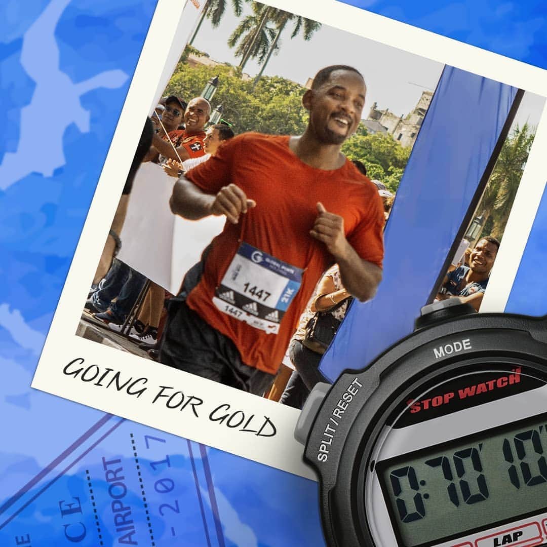 ウィル・スミスのインスタグラム：「Will don't quit, and he always goes for the gold 💯 Watch @WillSmith's first half marathon on the new episode of #WillSmithsBucketList!」