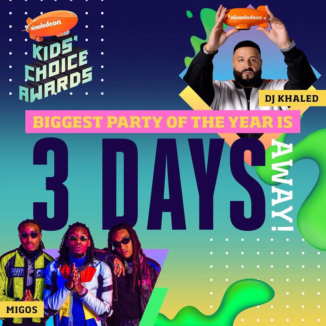 DJキャレドさんのインスタグラム写真 - (DJキャレドInstagram)「3 days!! #FANLUV y’all ready for @migos?? Tune in March 23rd 8/7C to the @nickelodeon Kids’ Choice Awards #KCA」3月21日 1時23分 - djkhaled