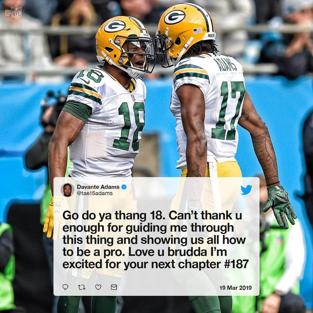 NFLさんのインスタグラム写真 - (NFLInstagram)「Teammates are forever. @rcobb18 @taeadams 🧀 📷: Mike McCarn/AP」3月21日 2時15分 - nfl