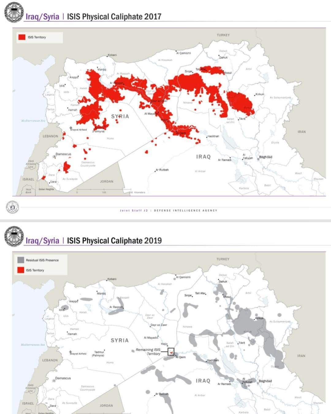 ドナルド・トランプさんのインスタグラム写真 - (ドナルド・トランプInstagram)「‪ISIS Caliphate two years ago in red vs. ISIS Caliphate TODAY. (Was even worse in November 2016 before I took office).‬」3月21日 6時27分 - realdonaldtrump