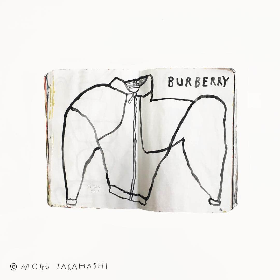 Mogu Takahashiのインスタグラム：「31st January 2018 #mogu_dailydoodles #burberry #mogutakahashi」