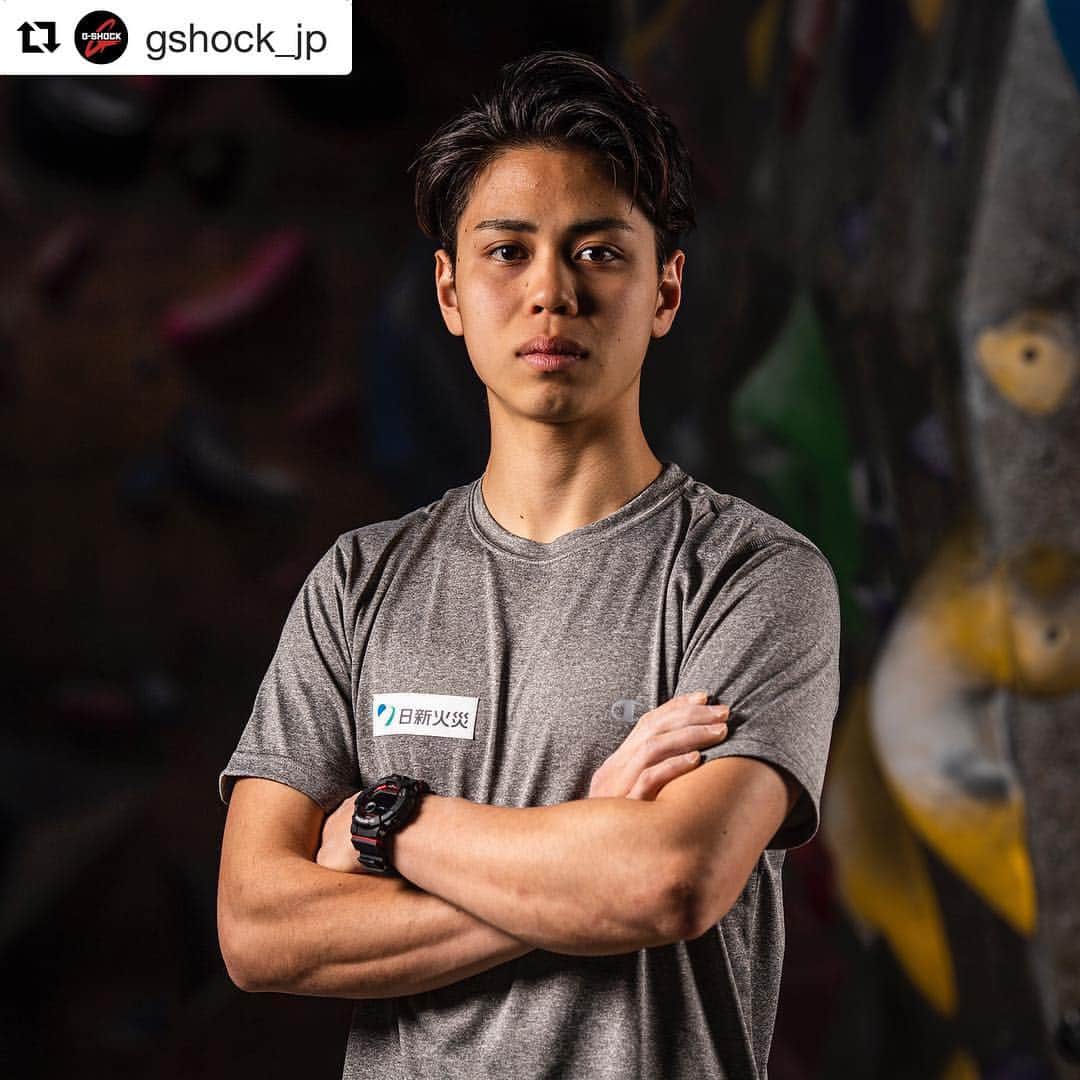 のインスタグラム：「Check this out!!👇🏼👇🏼👇🏼 #Repost @gshock_jp with @get_repost ・・・ アスリートフォトシリーズ vol.6 原田 海  アップカミングなアスリートとG-SHOCKによるプロジェクト。今回は日本クライミング界の注目株、原田海とスポーツラインG-SQUADとのセッション。 @kai_hrd  A project involving G-SHOCK and up-and-coming athletes. This time, the session is with Kai Harada, a rising star in the field of Japanese climbing, and the sports line G-SQUAD.  GBD-800-1JF  #g_shock #g_squad #gbd800 #クライミング #bouldering #原田海」