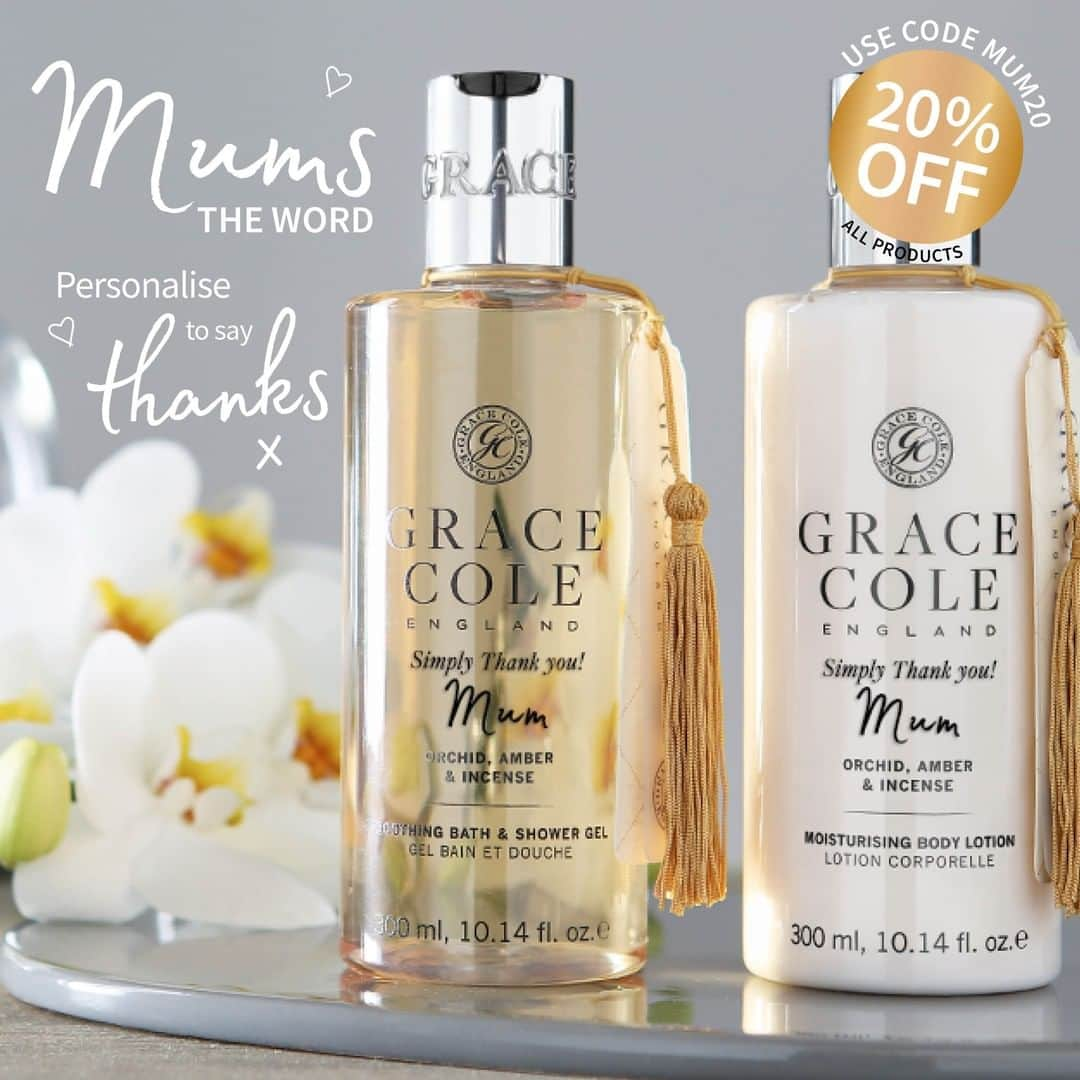 Grace Coleさんのインスタグラム写真 - (Grace ColeInstagram)「Just over a week until Mother's Day.  Use code MUM20 for 20% discount on all orders  #HappyMothersDay #mum #mom #mother #grandmother #love #pamper #indulge #treat #gift #love #hug #mothersday #loveyoumum #flowers #fragrant #personalisedgifts #personalisation #pampersets #specialoffer #exclusiveoffer」3月22日 3時05分 - gracecoleltd