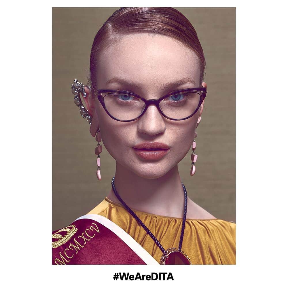 ディタのインスタグラム：「DITA Artcal. A contemporary take on the classic cat-eye available in black, white rose crystal and tortoise. #WeAreDITA #DITAoptical」