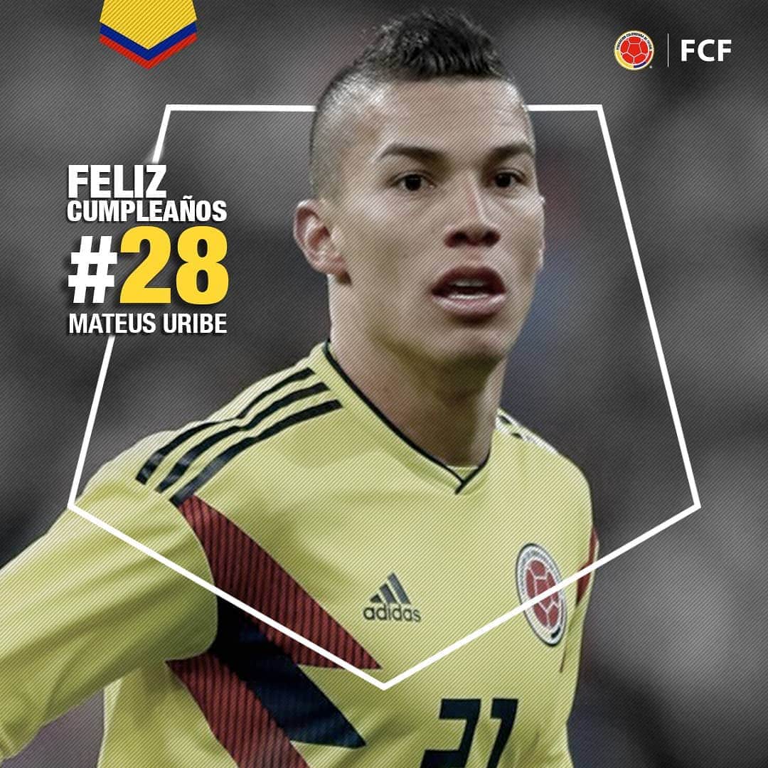 サッカー コロンビア代表チームのインスタグラム：「#CumpleañosFCF Los mejores deseos @matheus_uribe. Disfruta esta fecha tan especial. 🎊🎂 #SomosSelecciónColombia」