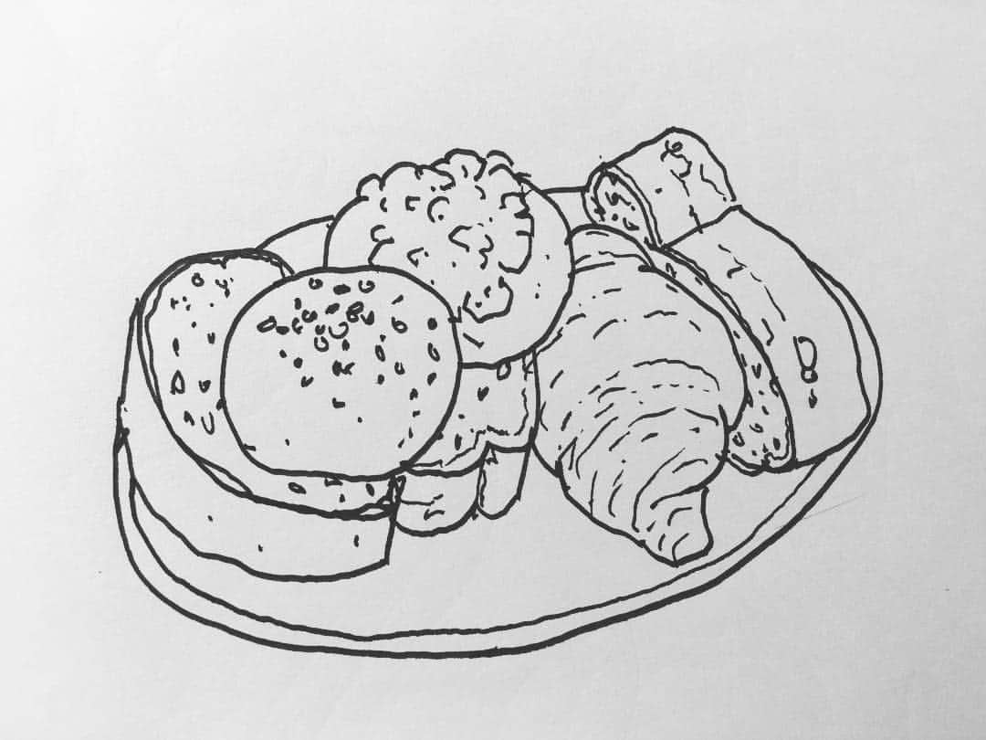 相原コージさんのインスタグラム写真 - (相原コージInstagram)「スケッチ #スケッチ #パン #ミリペン #一発描き #sketch  #bread」3月21日 21時27分 - kojiaihara