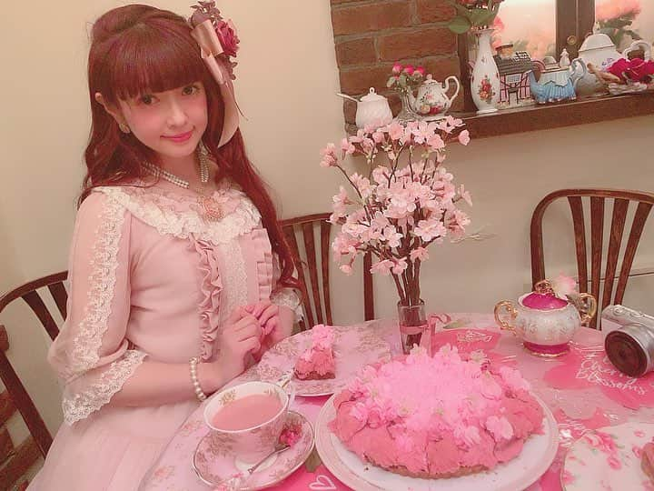 青木美沙子さんのインスタグラム写真 - (青木美沙子Instagram)「うさぎのみみちゃんが食べに来てくれました🌸 ありがとう😊😊😊 #美❤︎桜ケーキセット  #アコリット #青木美沙子 #うさぎのみみちゃん」3月21日 22時39分 - misakoaoki