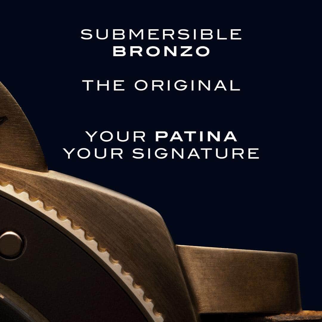 のインスタグラム：「Make your Bronzo your own signature with its unique ‘patina’! #Panerai #PaneraiBronzo #PaneraiWatches #Sportwatch #Laboratoriodiidee #Submersible #PaneraiSubmersible」