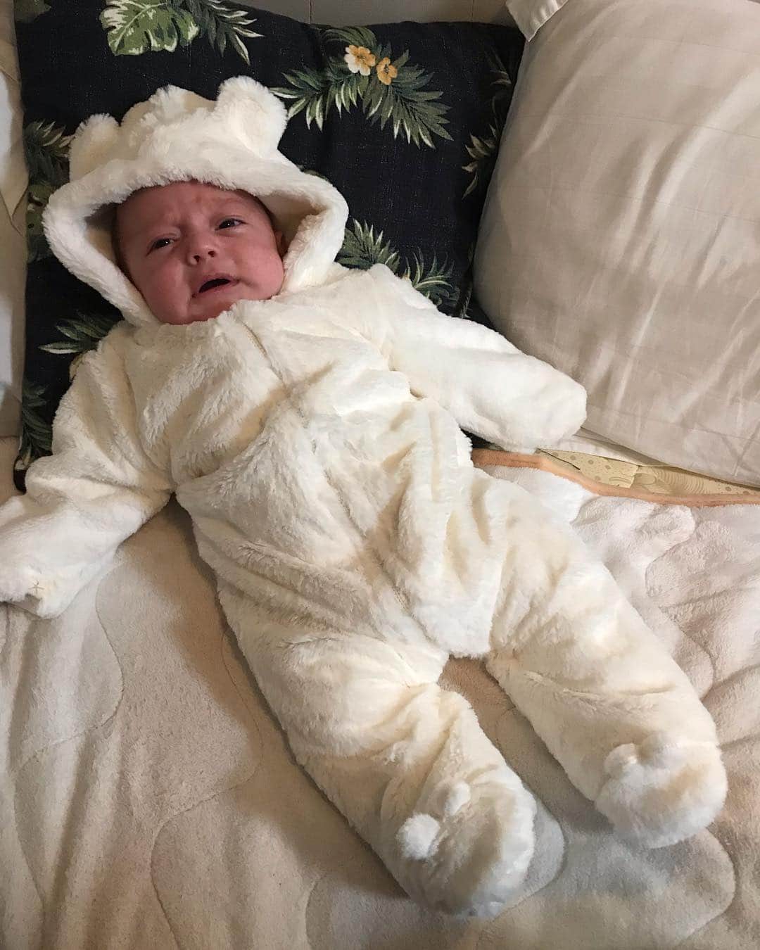 玲奈マリーのインスタグラム：「He doesn’t wanna be a polar bear🤣🤣白熊になりたくなーい🤣🤣🧸🧸🧸 #ベビー #赤ちゃん #赤ん坊 #息子 #かわいい #親バカ #親バカ部 #嘘泣き #新生児 #0歳 #2ヶ月 #子供 #新米ママ #白熊 #ハーフ #きぐるみ #アメリカ人 #日本人 #baby #cute #newborn #2monthsold #hapa #mixedbabies」