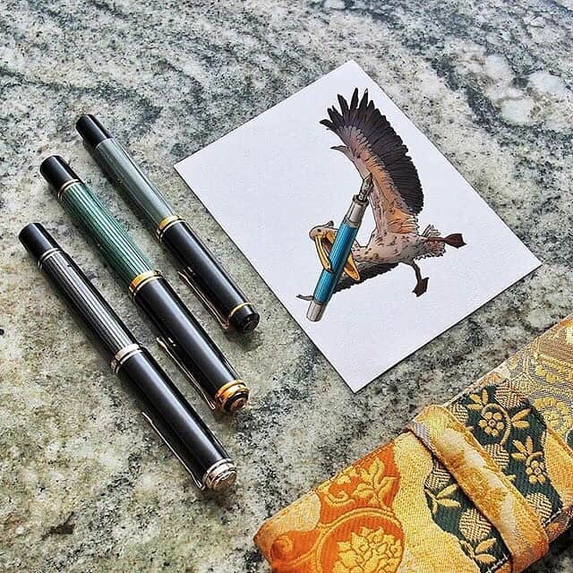 ペリカンさんのインスタグラム写真 - (ペリカンInstagram)「It’s always a pleasure to see such an great artwork like this one from @untaughrod . Thank you so much😊 “A symbol of nobility and charity, it is said that in times of famine, the mother pelican would wound herself, striking her breast with the beak to feed her young with her blood to prevent starvation.  The pelican was featured in Günther Wagner's family crest, and that's why he named his company after this noble creature.  That's fantastic symbolism, and one that suits Pelikan as a brand, the souvereign of fountain pens.  Last year the company celebrated 180 years of history and more recently the 90th anniversary of the patented differential piston, which would change the fountain pen world and is used to date.” #pelikanpassion」3月22日 0時25分 - pelikan_passion