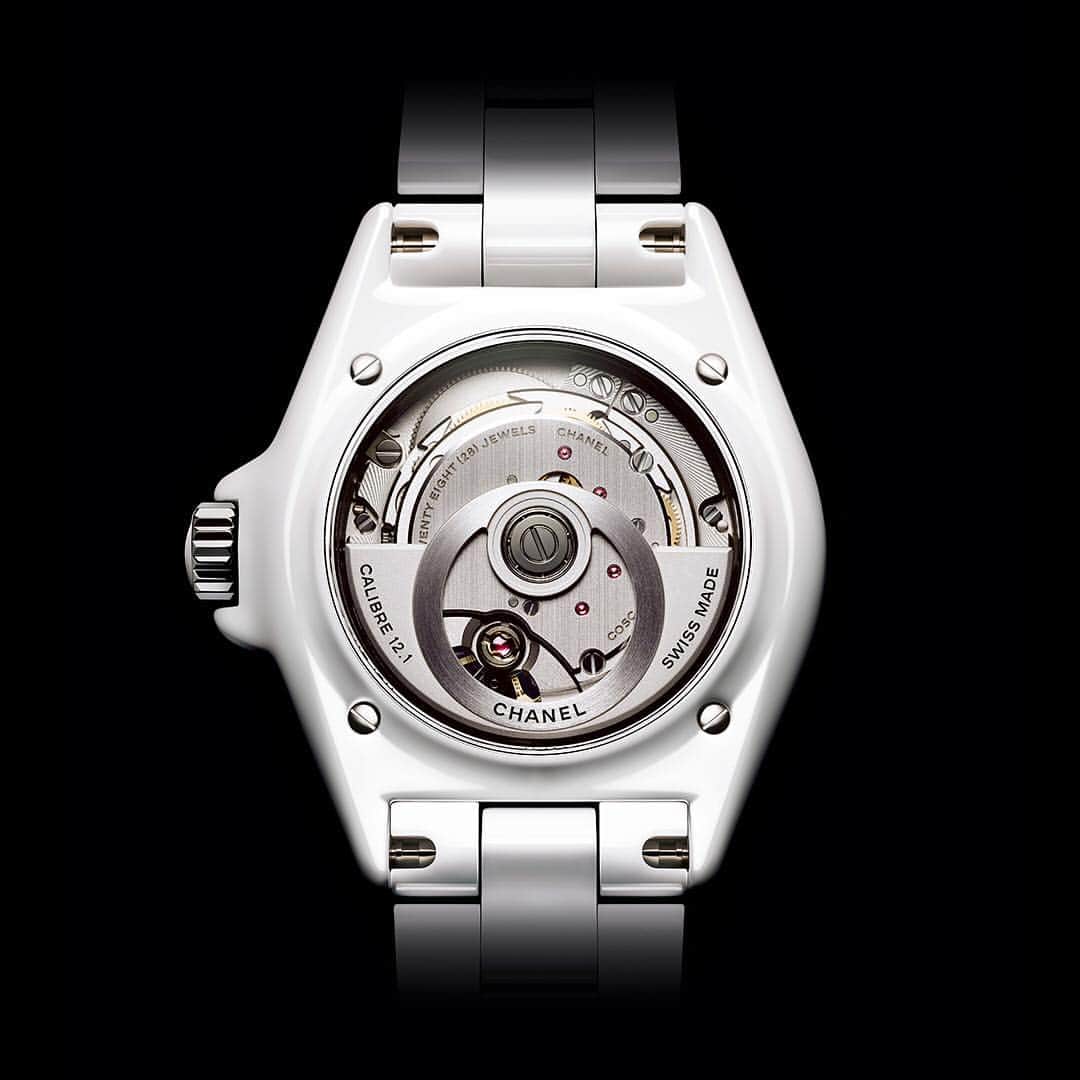 のインスタグラム：「THE NEW J12. IT'S ALL ABOUT SECONDS.  The J12 watch now features the Caliber 12.1, a new self-winding movement manufactured exclusively for CHANEL. Allure on the inside that shows on the outside. #TheNewJ12 #ItsAllAboutSeconds #Baselworld2019」