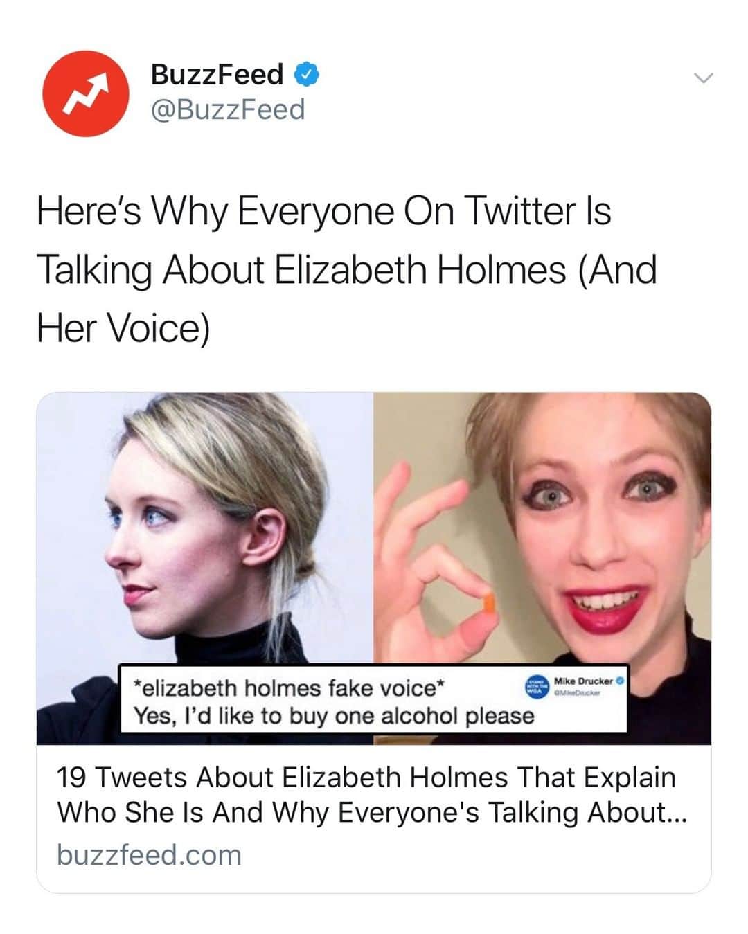 BuzzFeedさんのインスタグラム写真 - (BuzzFeedInstagram)「Wondering who Elizabeth Holmes is and why everyone is talking about her (and her voice)? We've got you covered. 👀 Link in bio.」3月22日 5時20分 - buzzfeed