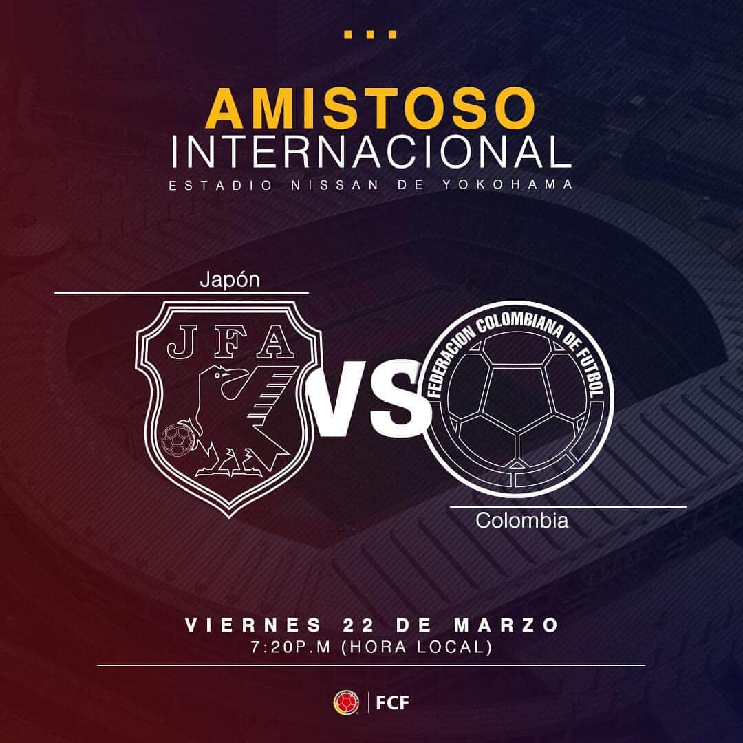 サッカー コロンビア代表チームのインスタグラム：「#MayoresMasculina Llega el debut de @carlosqueiroz_ al frente de nuestra @fcfseleccioncol ante @japanfootballassociation en el estadio Internacional de Yokohoma (Nissan Stadium). Desde las 5:20 a.m. sigue las emociones del encuentro por @golcaracol y Golcaracol.com. ⚽️ #FechaFIFA #COLJAP」