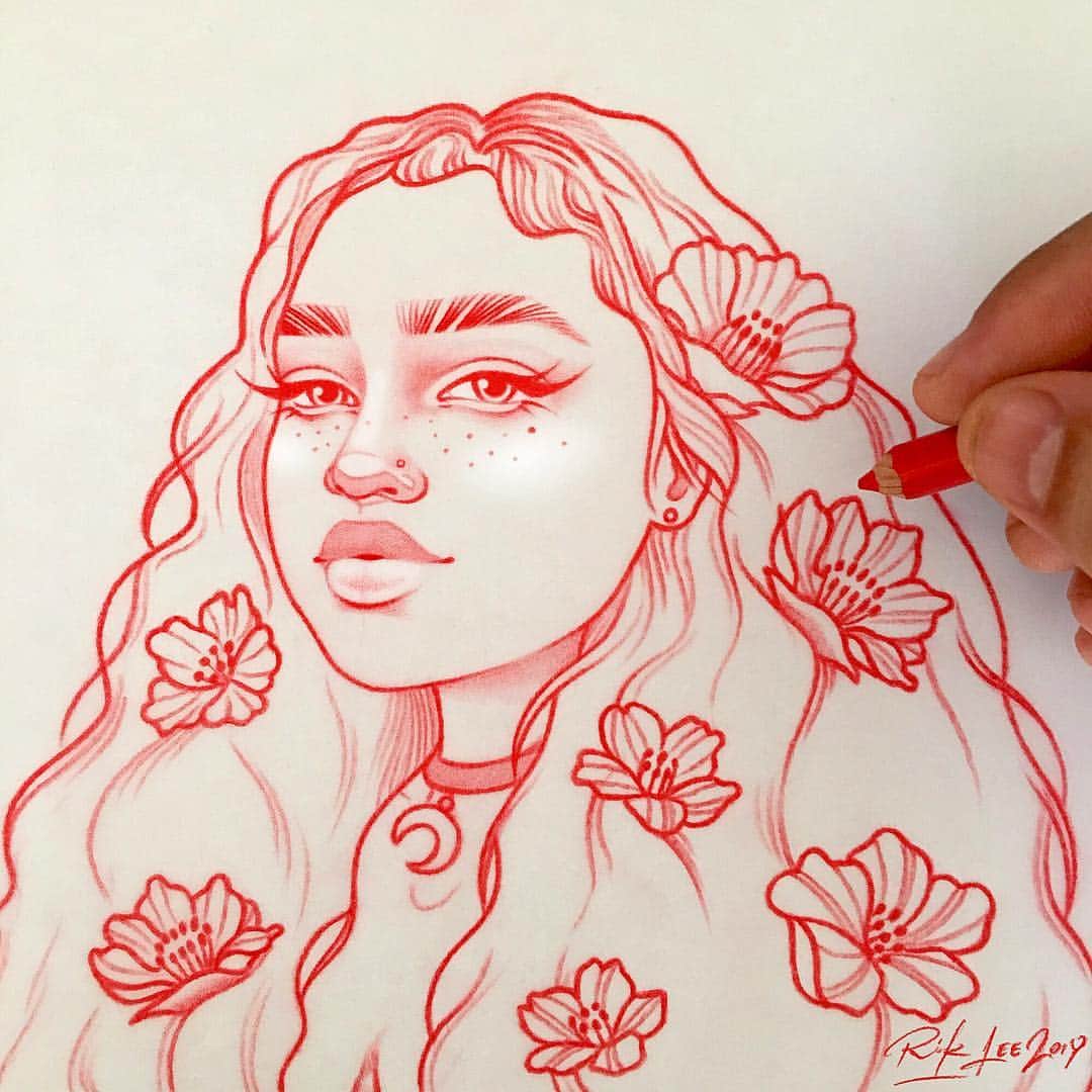 Rik Leeさんのインスタグラム写真 - (Rik LeeInstagram)「Flower power! . #riklee #illustration #drawing #sketch #pencildrawing #art #flowers #flowerpower #tattoo」3月22日 9時42分 - rikleeillustration