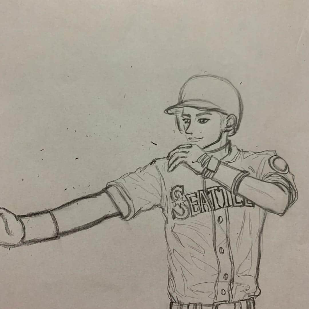 木部さんさんのインスタグラム写真 - (木部さんInstagram)「レジェンド！！！⚾️✨ . . by  きべ✏️ . . イチローさん！  長い野球人生、大変お疲れ様でした！💐😊👏👏👏👏⚾️✨ . . そして、面識がないにもかかわらず、どん底のべきちゃんに会いに来てくれて本当にありがとうございました！✈️✨😭🙏✨✨ . .  きべからも御礼を申し上げます！！！m(_ _)m✨✨✨ . . . . #イチロー選手 #ichirosuzuki #ichiro #シアトルマリナーズ #イチロー #大リーグ #majorleaguebaseball #野球 #シアトル #レジェンド #regend #seattle #seattlemariners #本当にお疲れさまでした #ありがとうございました #thankyou #thanksichiro」3月22日 21時08分 - kibe_dayo