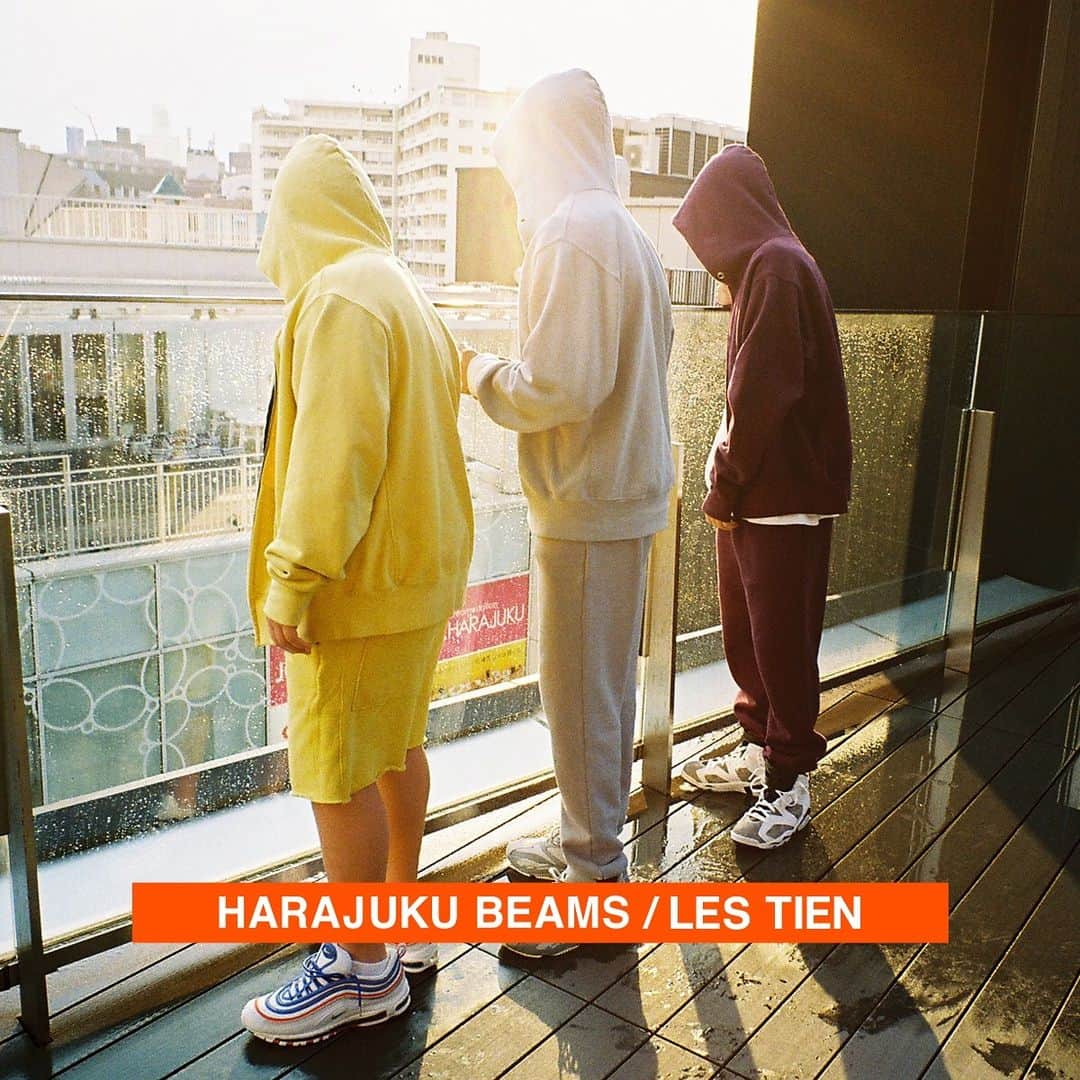 のインスタグラム：「HARAJUKU BEAMS New Contents UP  LES TIEN  今シーズンから展開する新ブランドLES TIEN。カリフォルニアを感じさせるカラーリングのスウェットをメインに、ロサンゼルスにある自社工場で全て生産。 独特なフィット感、色、加工が大きな特徴で、細部にまでこだわりの詰まったアイテムを提案します。  Photographer：@mirimatsufuji  #HARAJUKU_BEAMS #beams #ビームス #原宿」
