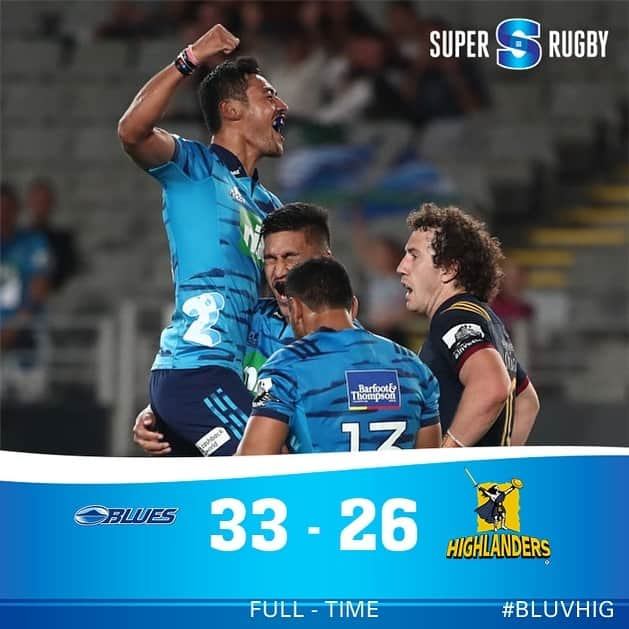 Super Rugbyさんのインスタグラム写真 - (Super RugbyInstagram)「FULL TIME - The Blues take the win against the Highlanders! Their first win against another NZ team since 2016 #superrugby #BLUvHIG」3月22日 17時26分 - superrugby