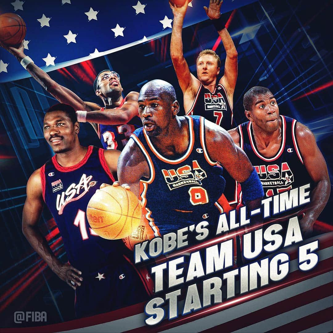 FIBAさんのインスタグラム写真 - (FIBAInstagram)「🇺🇸5️⃣ @KobeBryant: “I'd go Magic Johnson, Michael Jordan, Larry Bird, Hakeem Olajuwon, and Kareem Abdul-Jabbar (for my historic starting five for the USA).”」3月22日 18時39分 - fiba