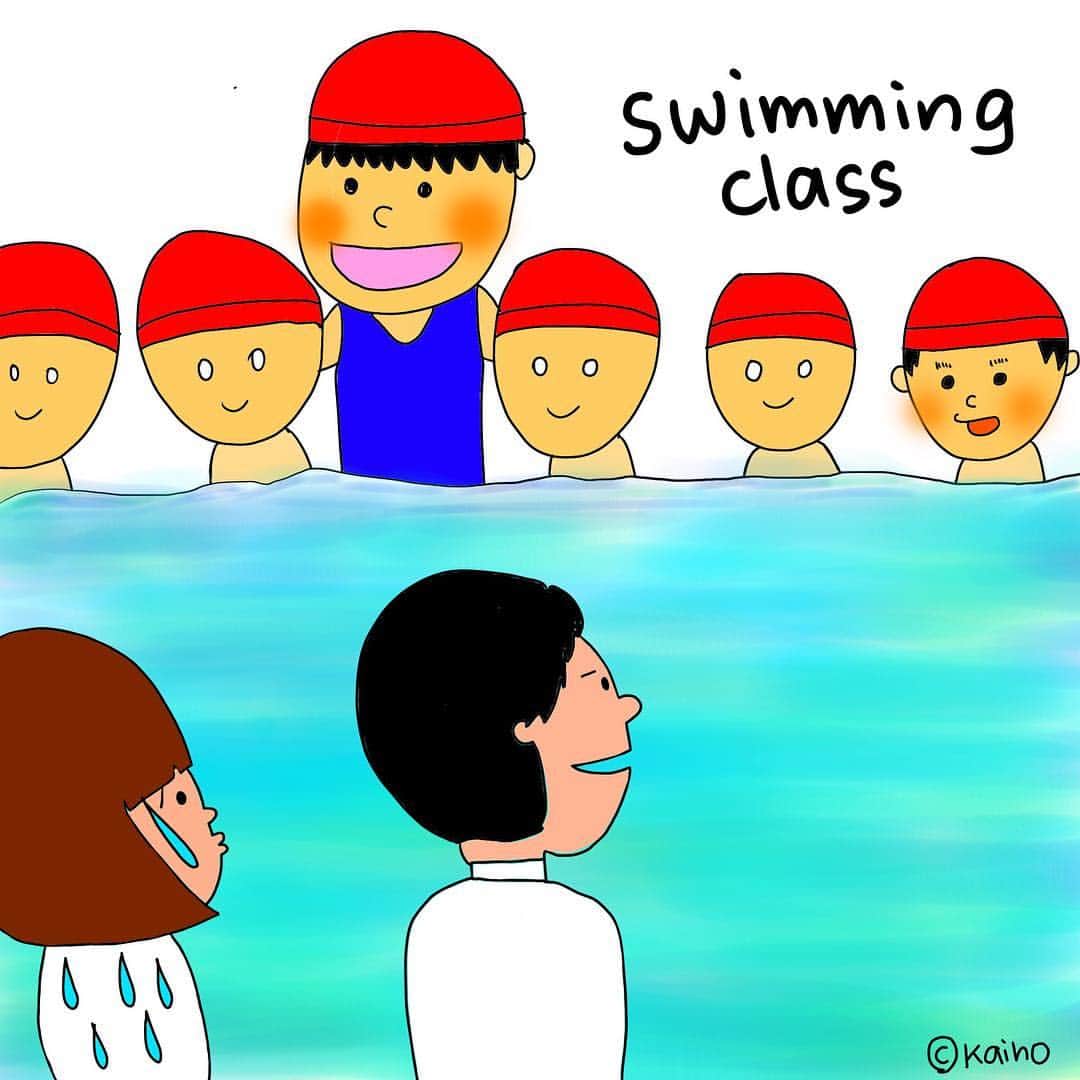 海保知里さんのインスタグラム写真 - (海保知里Instagram)「子供達のプールクラスの見学@昨日。周りに2才下の子が多いので、娘はすぐ見つかりますが、息子はちょうど周りと背格好が同じ。見つけるために目を酷使する昼下がりでした🤣 #海保知里イラスト #海保知里 #プール #ウォーリーをさがせ的な  We viewed our kid’s make-up swimming class. So humid and hot and mommy sweating like a pig. Phew.」3月22日 19時05分 - chisato_kaiho