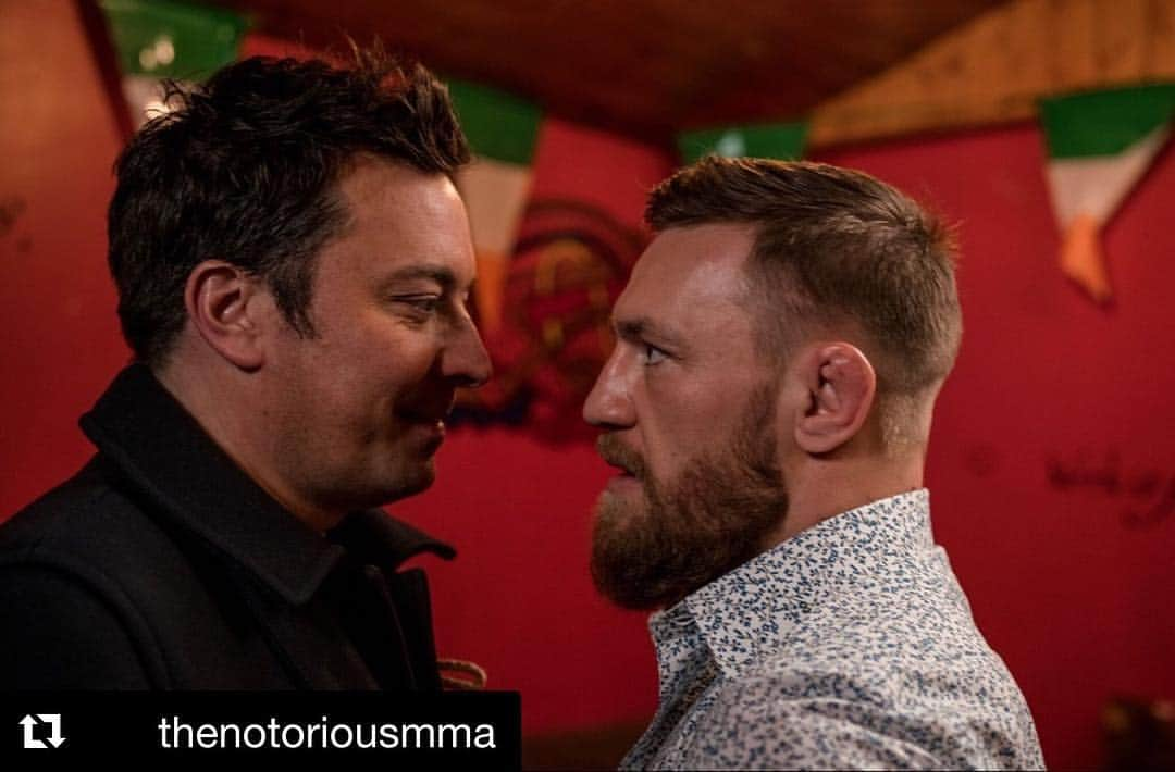 ジミー・ファロンさんのインスタグラム写真 - (ジミー・ファロンInstagram)「Monday night with Conor McGregor  #Repost @thenotoriousmma  Rocky 12: The Irish Stallion This Monday night on @fallontonight!」3月23日 6時41分 - jimmyfallon