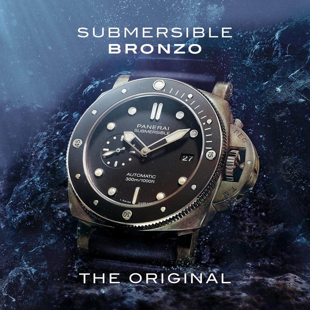 のインスタグラム：「The new Submersible Bronzo. The original.  Find out all the details in the link in Bio.  #Panerai #PaneraiBronzo #PaneraiWatches #Sportwatch #Laboratoriodiidee #Submersible #PaneraiSubmersible」