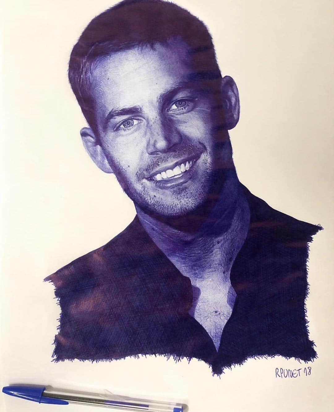 ポール・ウォーカーのインスタグラム：「Incredible #FanArtFriday by @raymonfist_art! 🖋️ #TeamPW」