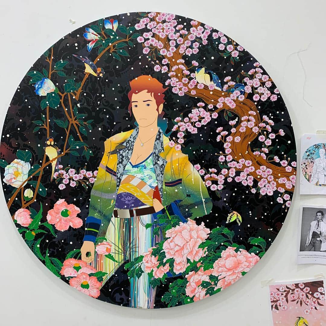 松山智一のインスタグラム：「Work currently being shown at @artdubai , @zidounbossuytgallery」