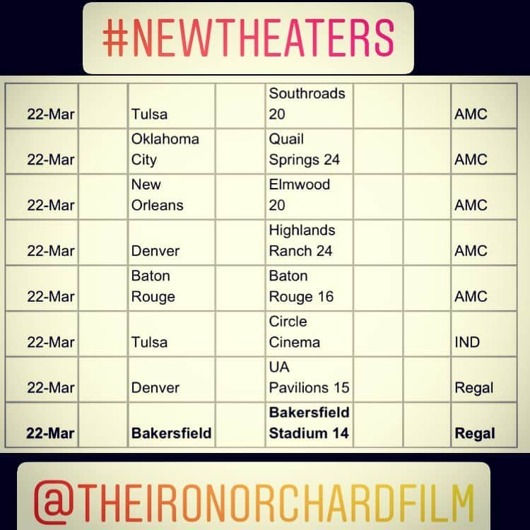 レイン・ギャリソンさんのインスタグラム写真 - (レイン・ギャリソンInstagram)「Oklahoma, Louisiana, Denver, Bakersfield...come on out and see the film! @theironorchardfilm」3月23日 1時33分 - thelanegarrison