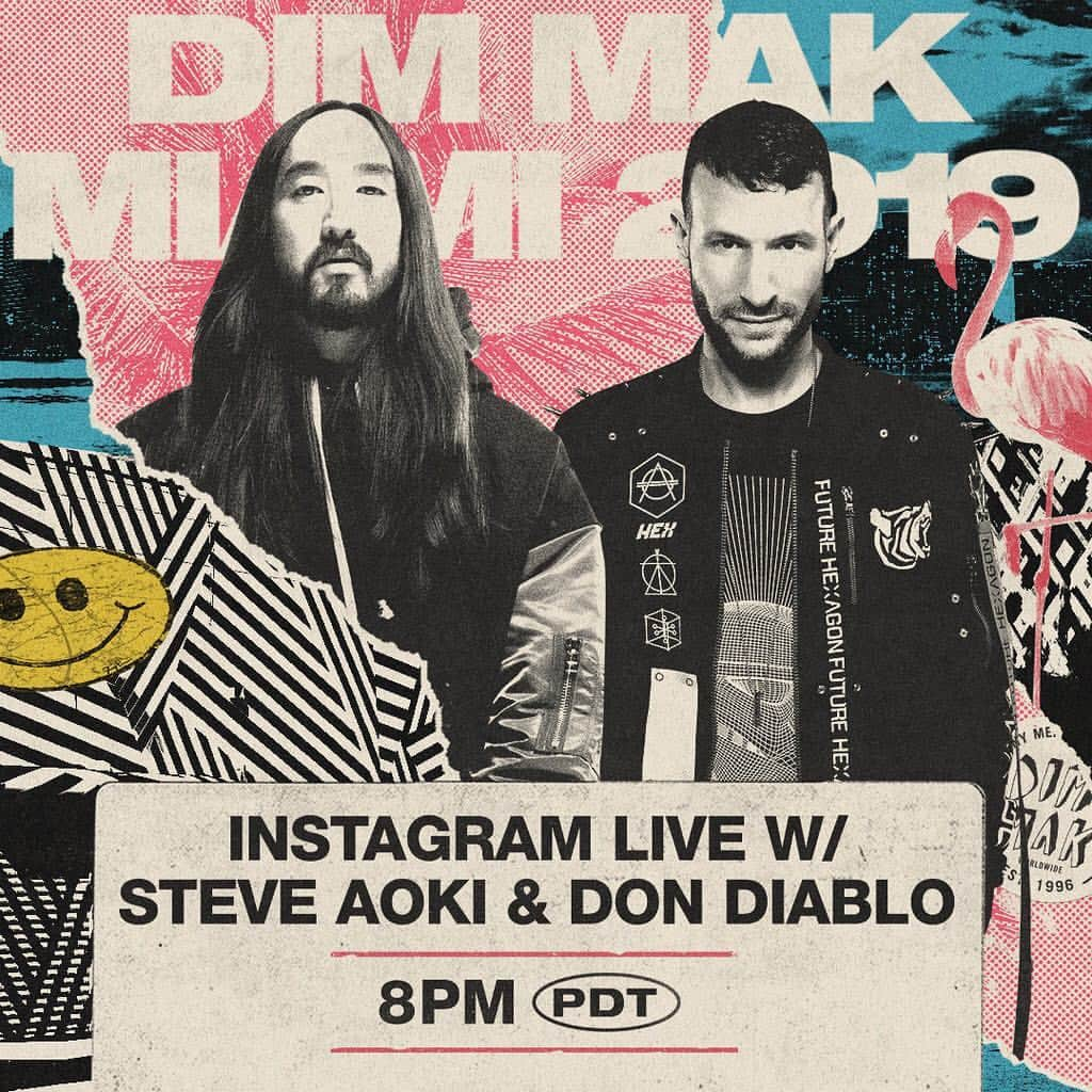 スティーヴ・アオキさんのインスタグラム写真 - (スティーヴ・アオキInstagram)「Going live on my IG with my brother @dondiablo at 8pm pst today!! Less than one week till Miami babyyy. Tune in 📺 #dimmakmiami」3月23日 5時05分 - steveaoki