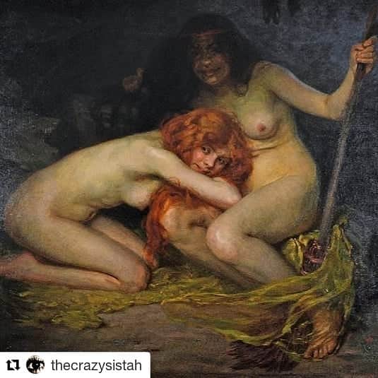 スラッシュさんのインスタグラム写真 - (スラッシュInstagram)「#Repost @thecrazysistah ・・・ ⚫Zwei junge nackte Hexen in einer Grotte⚫ Simon Glücklich #art #akelarre #sistahs #witches #witch #bruxa #coven #meandmysistah #hairgoals #occult #hexen #mood #witchcraft iiii]; )'」3月23日 9時00分 - slash