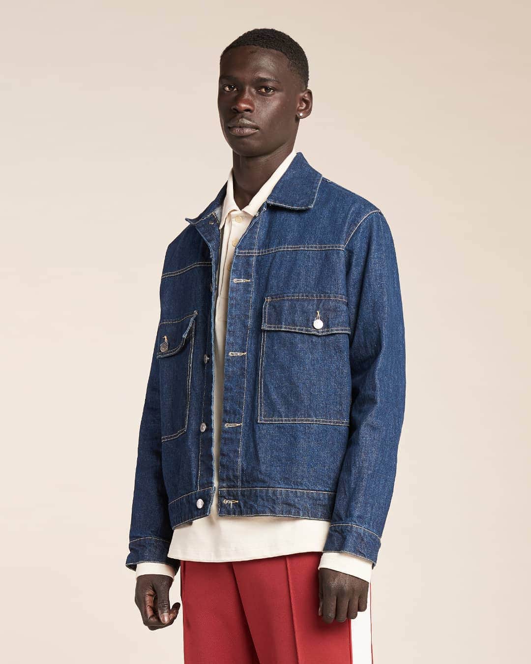 のインスタグラム：「Kloke 'About Face' Autumn 2019 Collection — New arrivals available in stores  Noel wears the Overcome Jacket | crafted from a Japanese 12oz Indigo Denim」